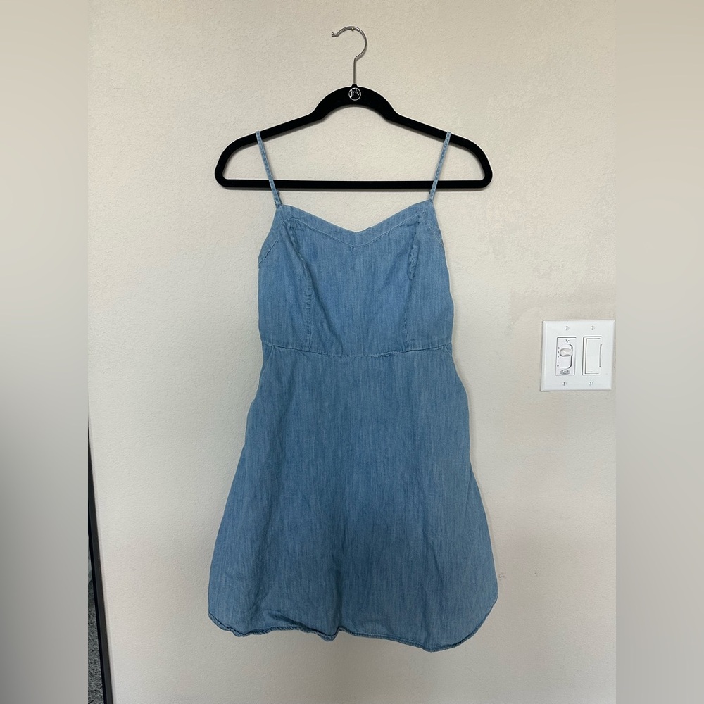 Denim Blue Spaghetti Strap Mini Dress